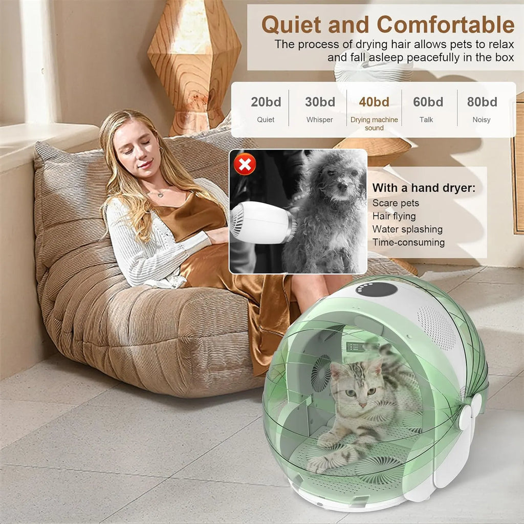 60L Automatic Pet Dryer Box with 8 Fans & 4 Speeds
