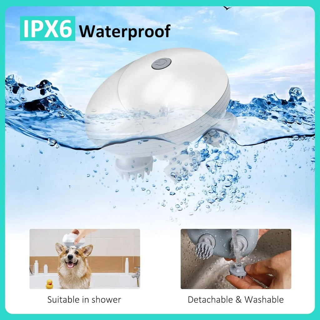 Rechargeable 4-Head Pet Massager – 4 Colors