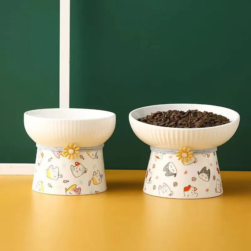 Cute Printed Raised Ceramic Cat Bowl – 4 Designs