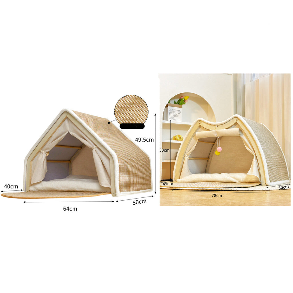 Modular Wooden Cat Scratcher House & Pads – L or XL