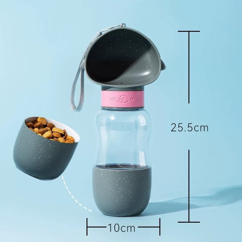 2-in-1 Travel Pet Water Bottle & Food Container – 12 + 7 oz