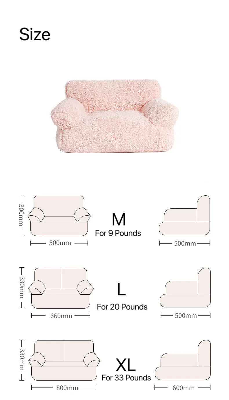Plush Bolster Sofa Bed for Dogs and Cats – 3 Colors