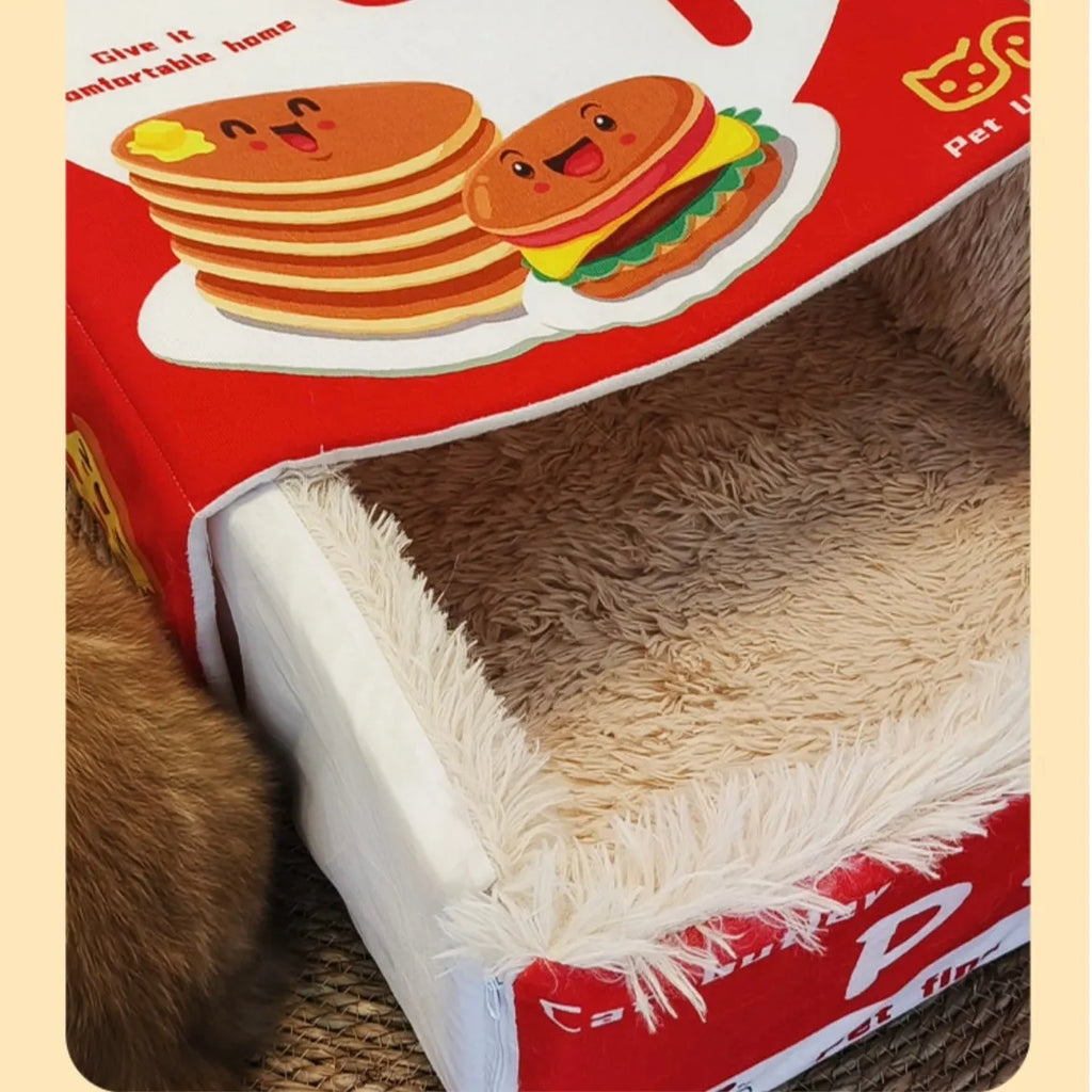 Covered Pet House Bed with Plush Interior – 2 Sizes, 2 Colors