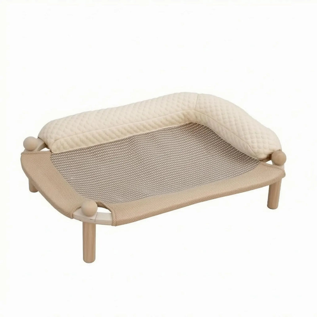 Rectangular Wooden Cat Bed with Cooling or Hemp Mat