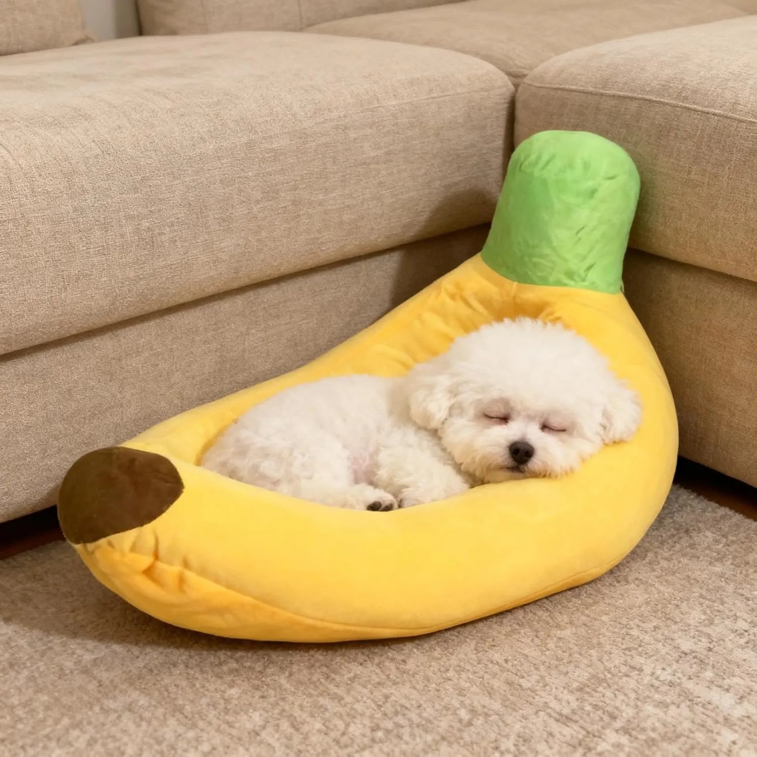 Banana-Shaped Washable Pet Bed for Cats & Dogs