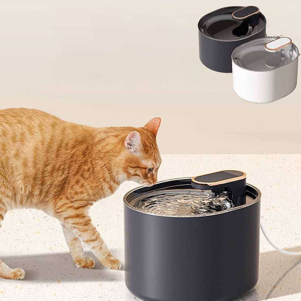 Round Pet Water Fountain with Filter Option – Black or White