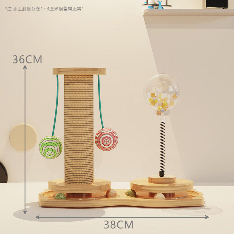 Spring-Mounted Interactive Cat Treat Dispenser Toy