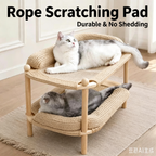Rectangular Wooden Cat Bed with Cooling or Hemp Mat