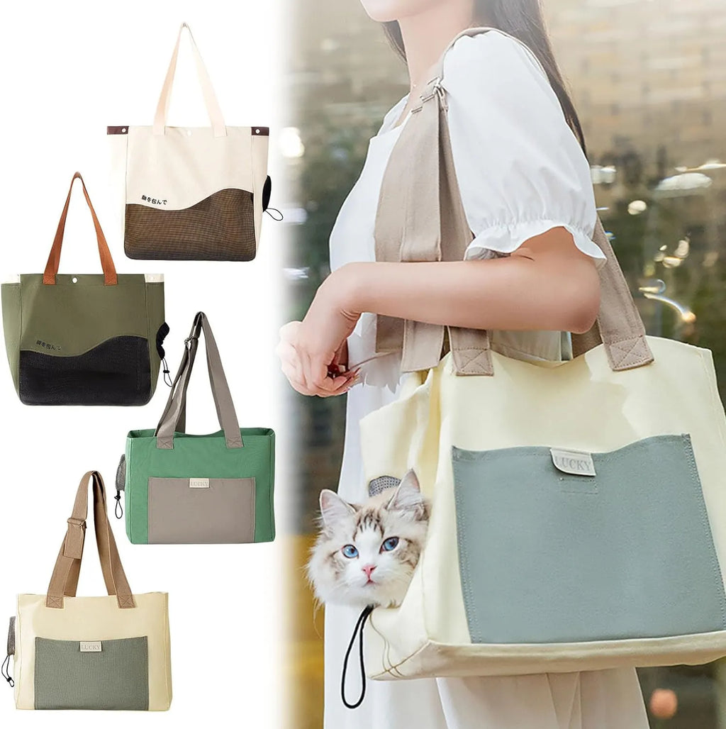 Soft-Sided Pet Carrier Tote with Head Opening