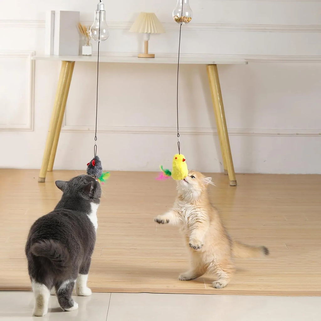 Hanging Plush Chicken Cat Toy with Elastic Cord