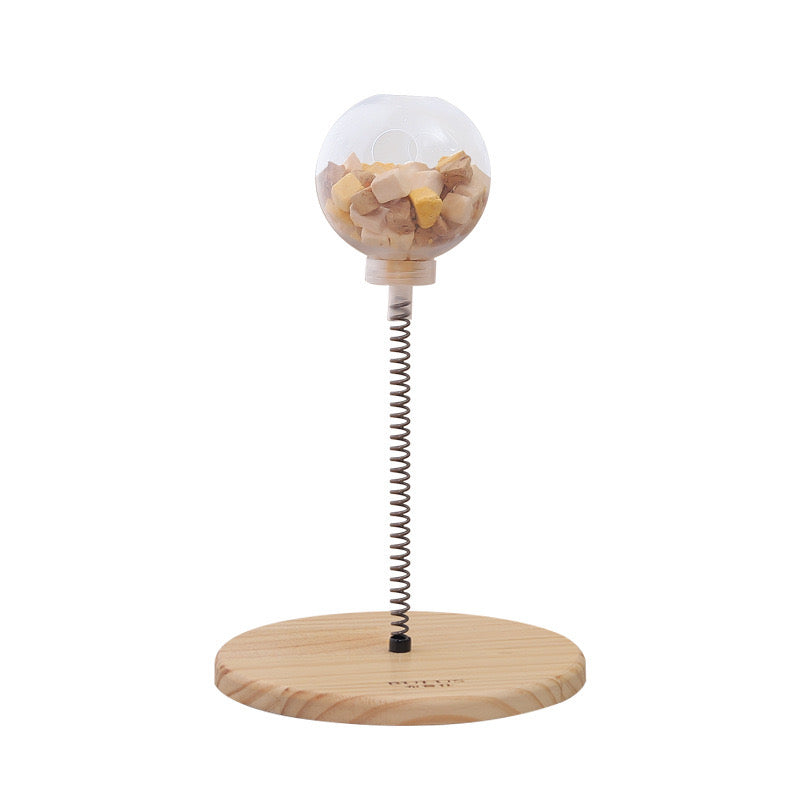 Spring-Mounted Interactive Cat Treat Dispenser Toy