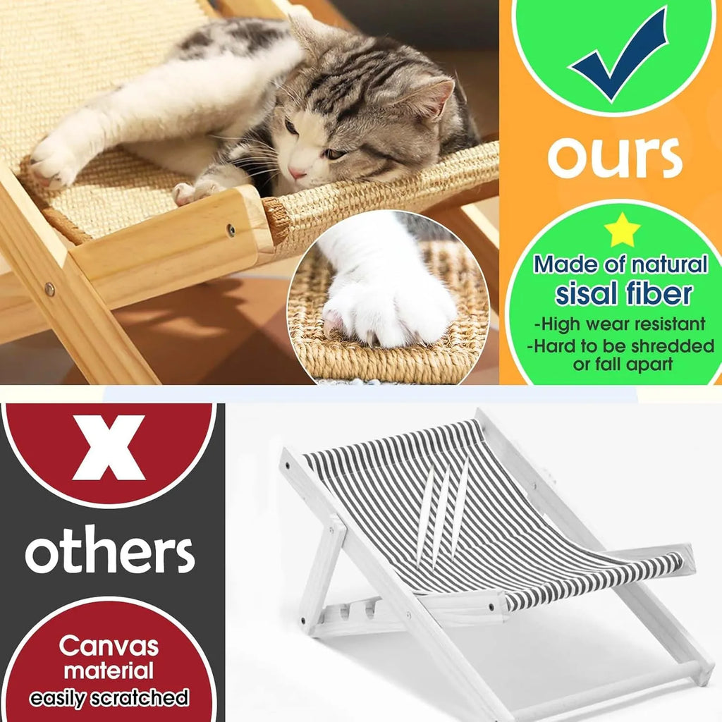 Adjustable Sisal Cat Lounge Chair with Teaser