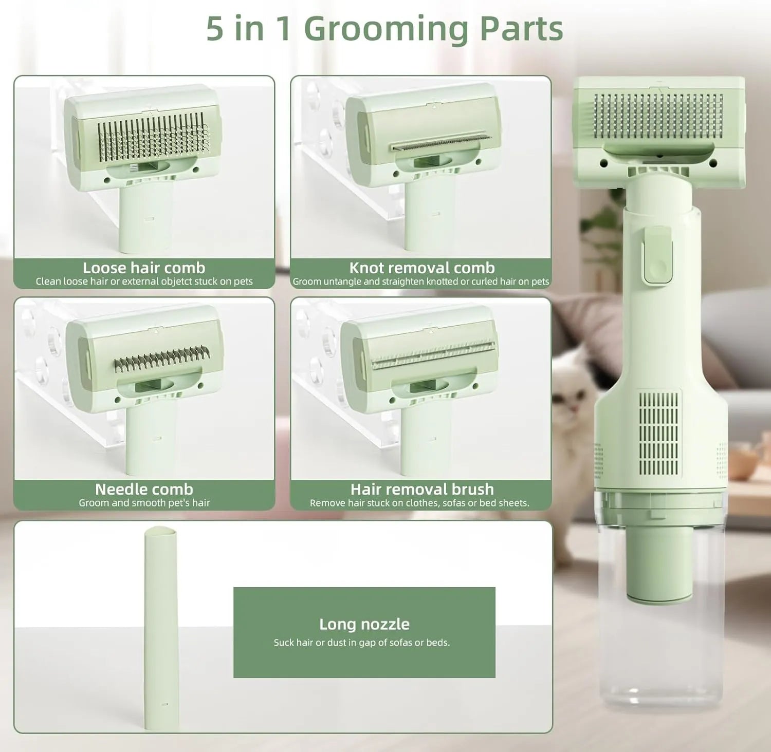 Handheld Pet Grooming Vacuum Brush – Single or 2-Piece Set