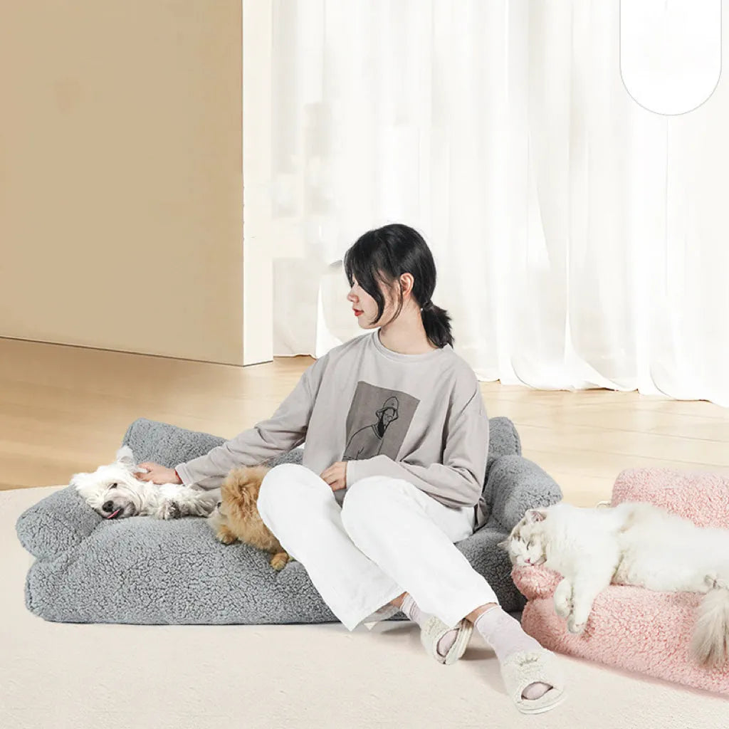 Plush Bolster Sofa Bed for Dogs and Cats – 3 Colors