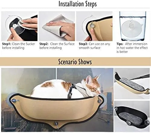 Khaki Car Window Perch Hammock for Pets