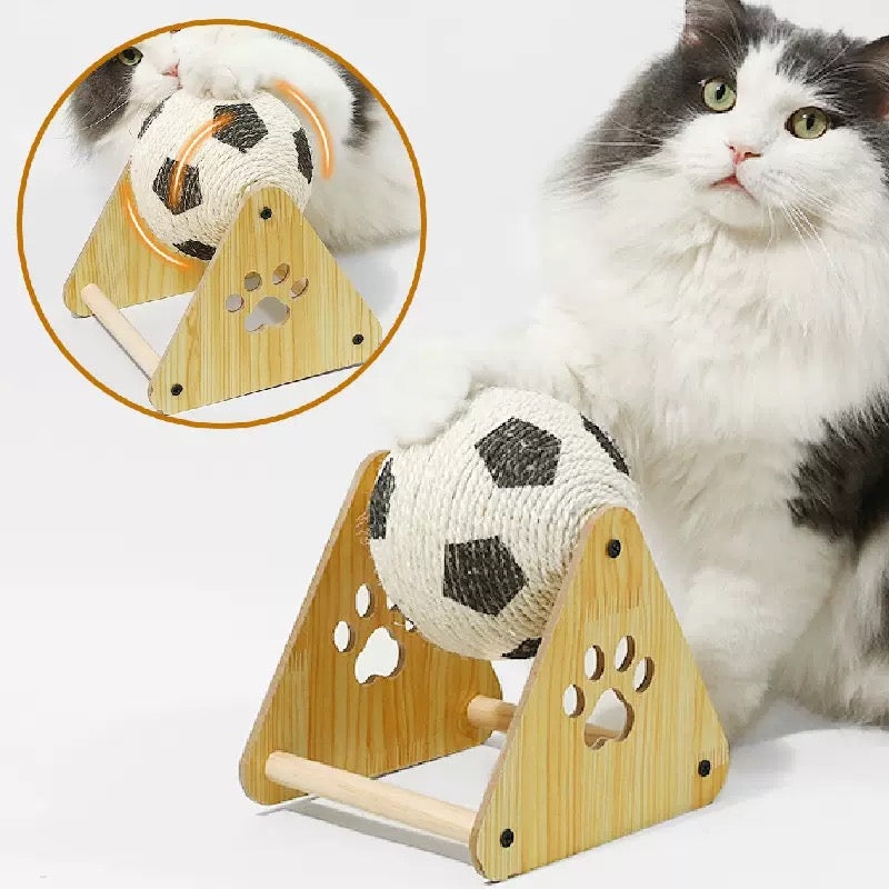 Sisal Cat Scratch Ball with Wooden Base