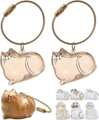 Fillable Cat-Shaped Keepsake Keychains – 2 Pieces, 6 Styles