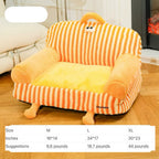 Cartoon Striped Pet Sofa Bed – 2 Colors, 3 Sizes