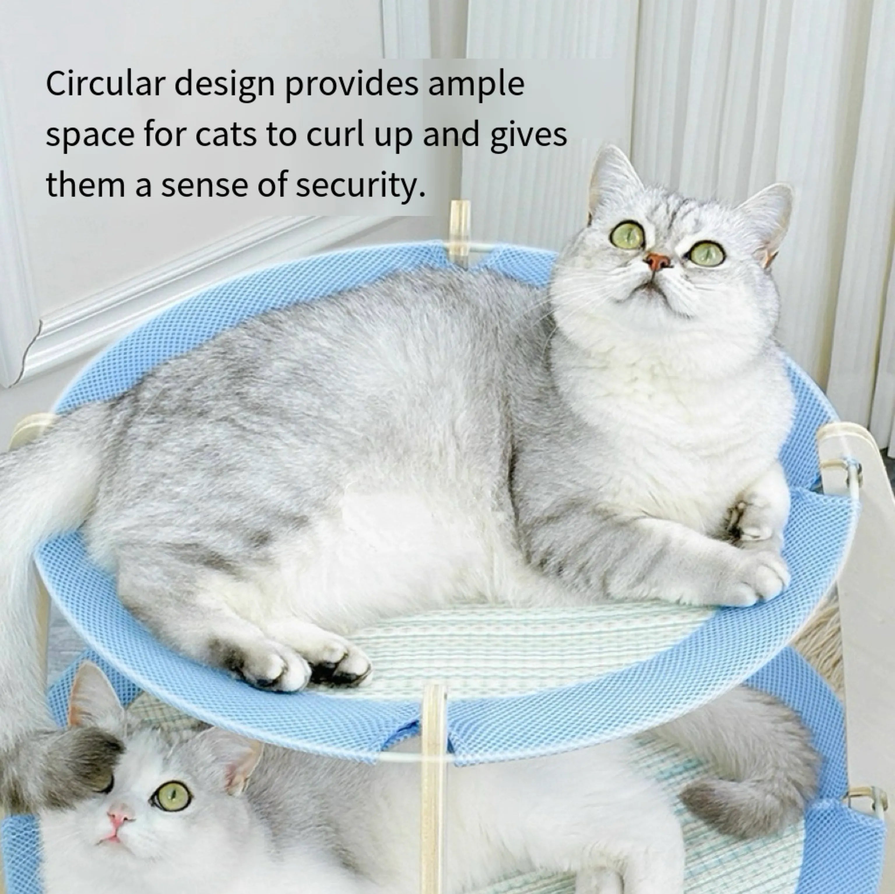 Double-Tier Wooden Cat Hammock with Woven Mats – 3 Colors
