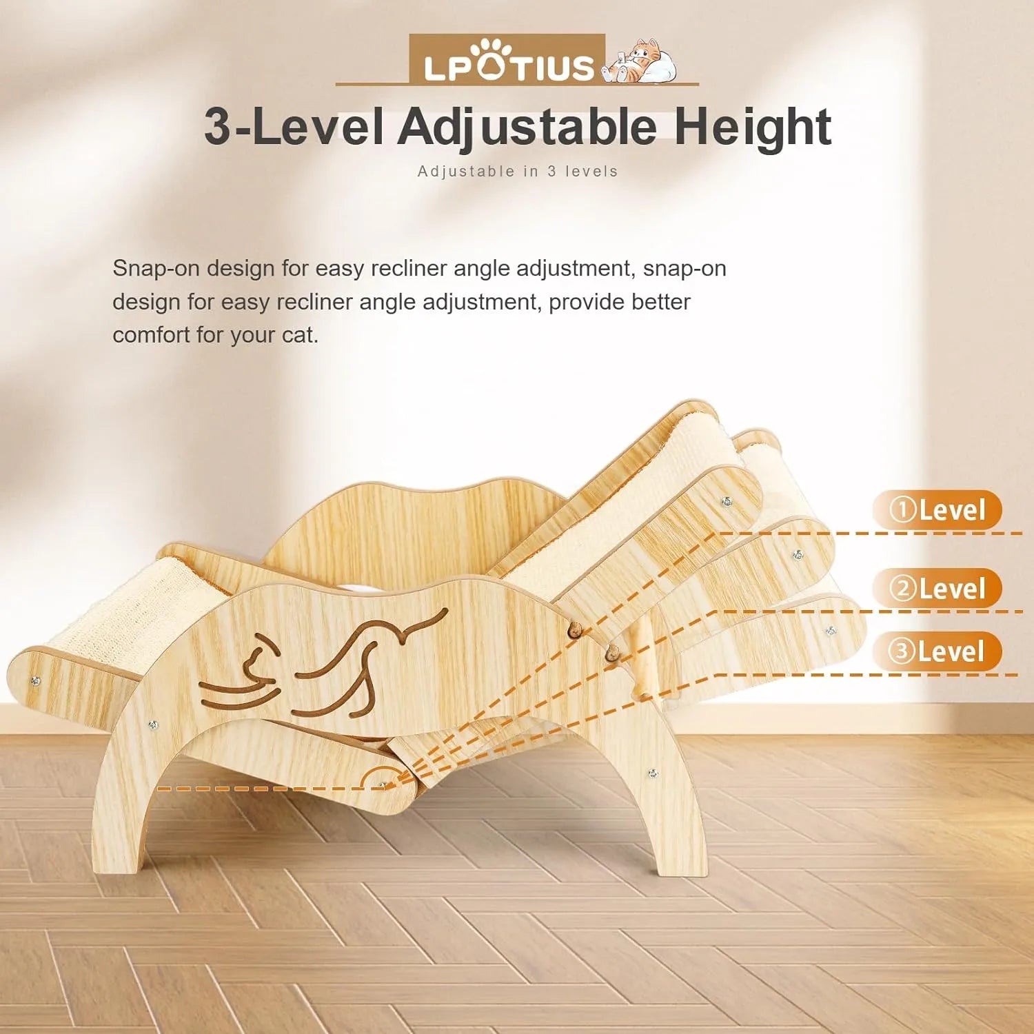 Adjustable Foldable Cat Hammock Chair with Sisal Option