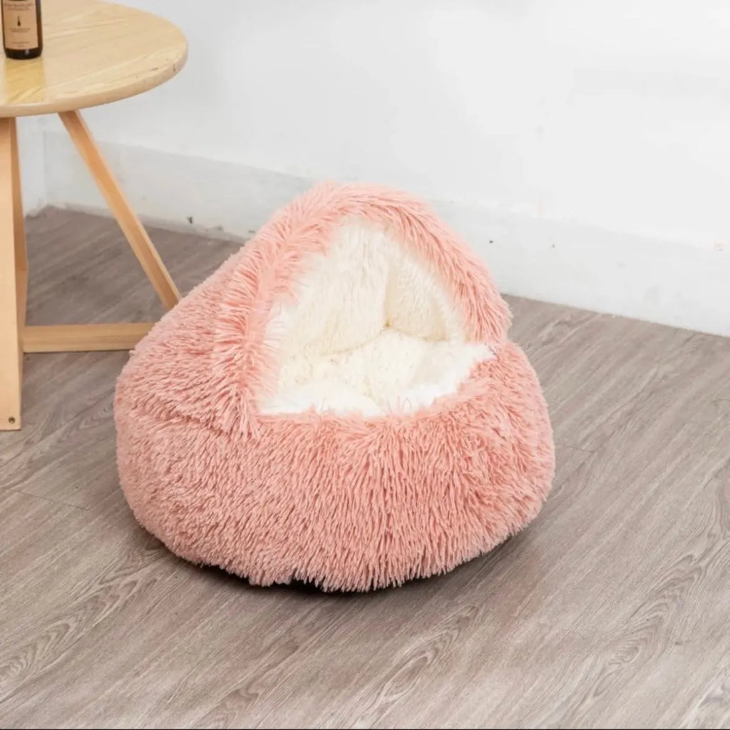 Hooded Round Calming Cave Bed for Cats & Dogs