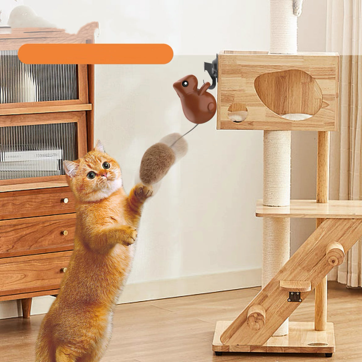 Clamp-On Retractable Pom-Pom Cat Toy – 2 Styles