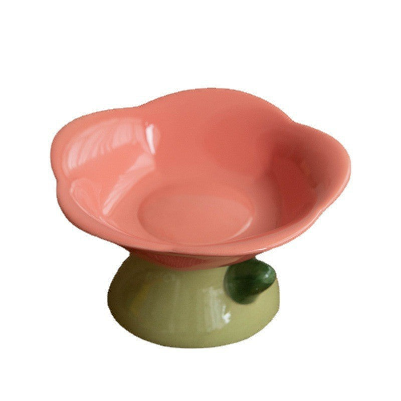 Flower-Shaped Raised Ceramic Cat Bowl – 150 ml