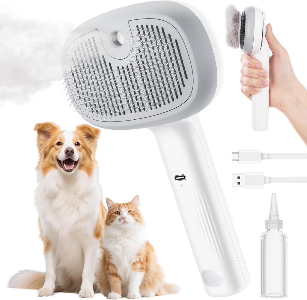 Rechargeable Cool-Mist Self-Cleaning Pet Brush – 2 Colors