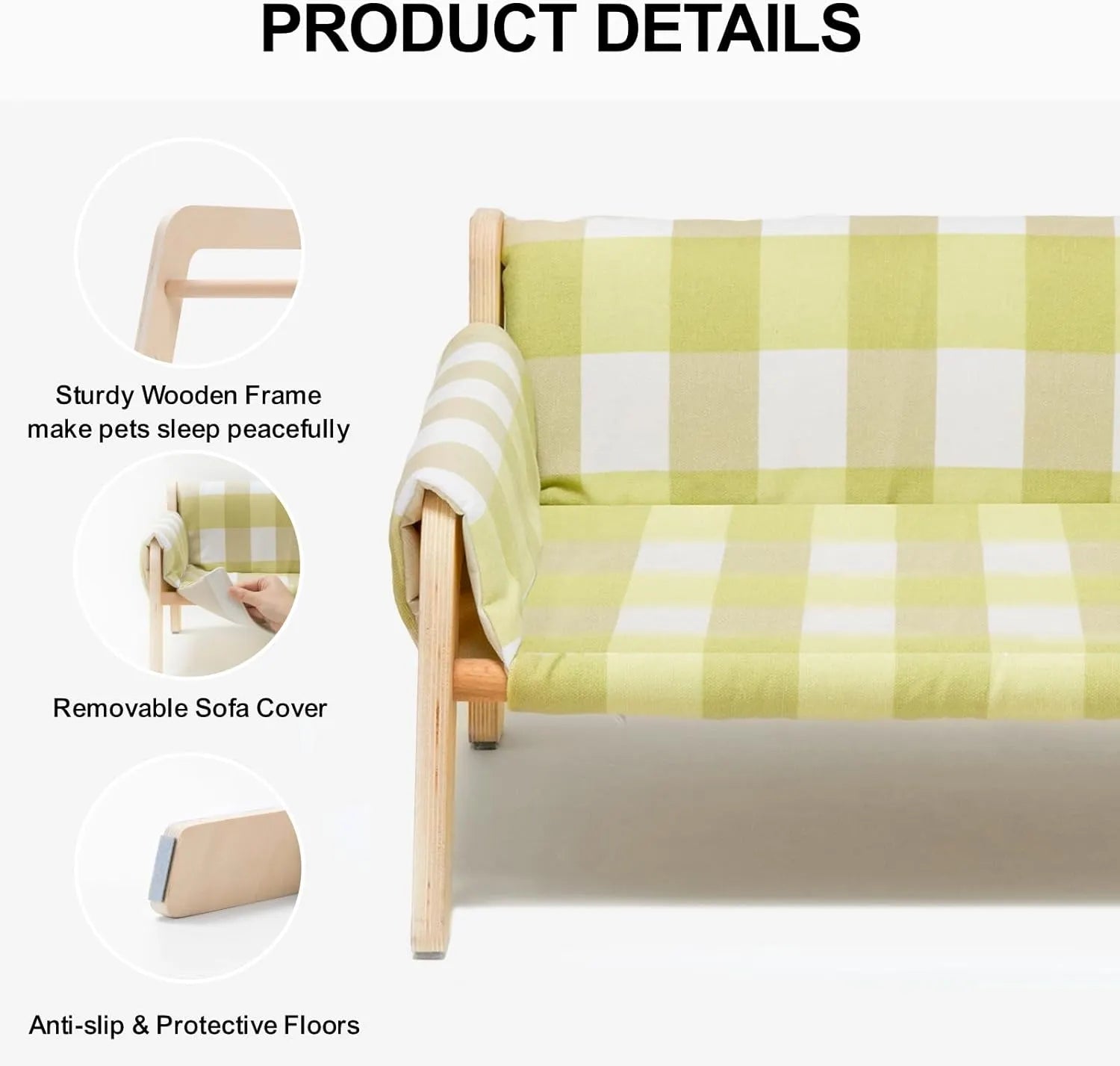 Wooden Cat Sofa Bed with Canvas Seat