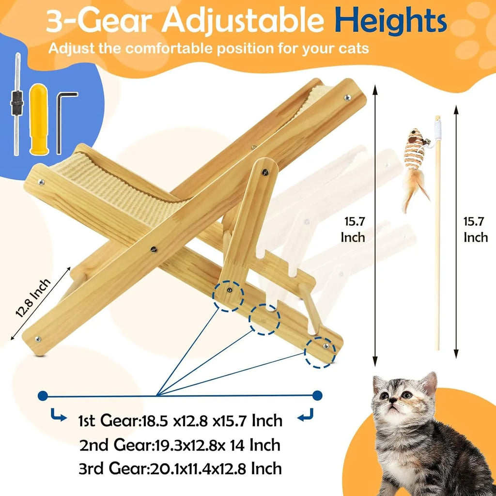 Adjustable Sisal Cat Lounge Chair with Teaser