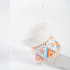 Geometric Pattern Raised Ceramic Cat Bowl – 9 Designs