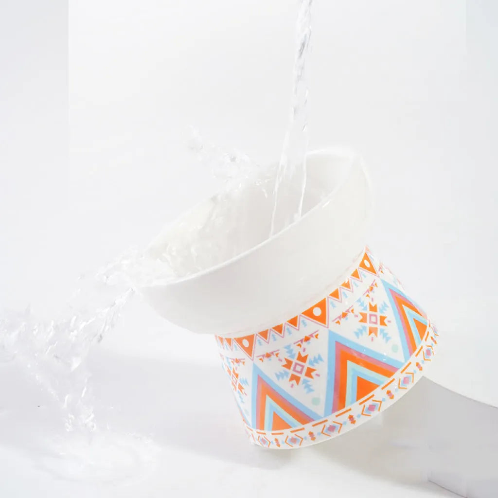 Geometric Pattern Raised Ceramic Cat Bowl – 9 Designs