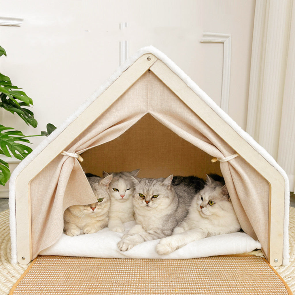 Modular Wooden Cat Scratcher House & Pads – L or XL