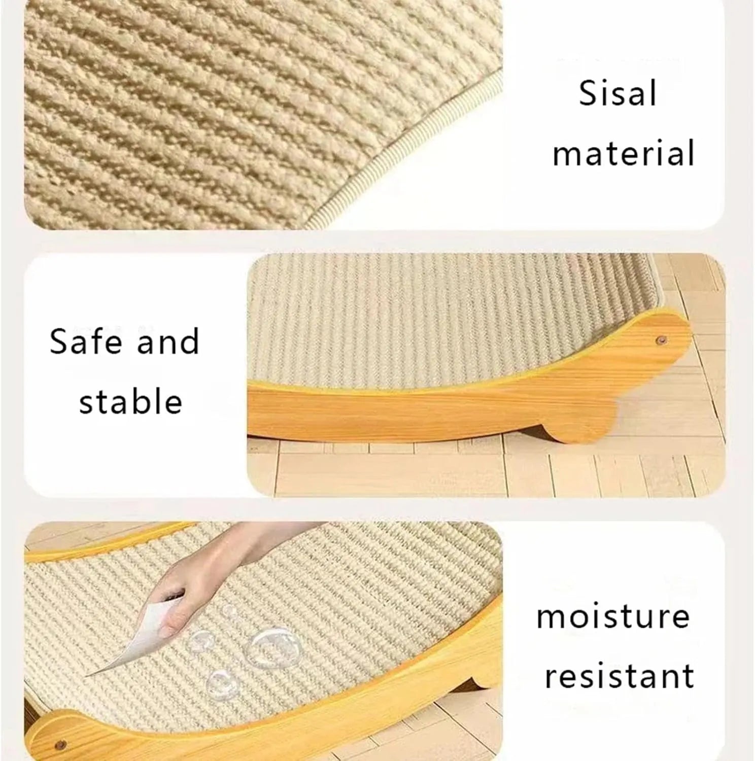 Curved Wooden Sisal Cat Hammock Scratcher