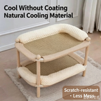 Rectangular Wooden Cat Bed with Cooling or Hemp Mat