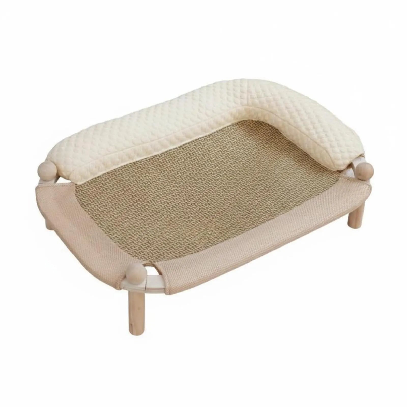 Rectangular Wooden Cat Bed with Cooling or Hemp Mat