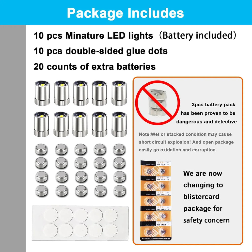 10-Pack Battery-Powered Mini LED Lights for Dollhouses & DIY Crafts