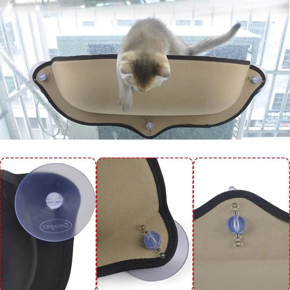 Khaki Car Window Perch Hammock for Pets