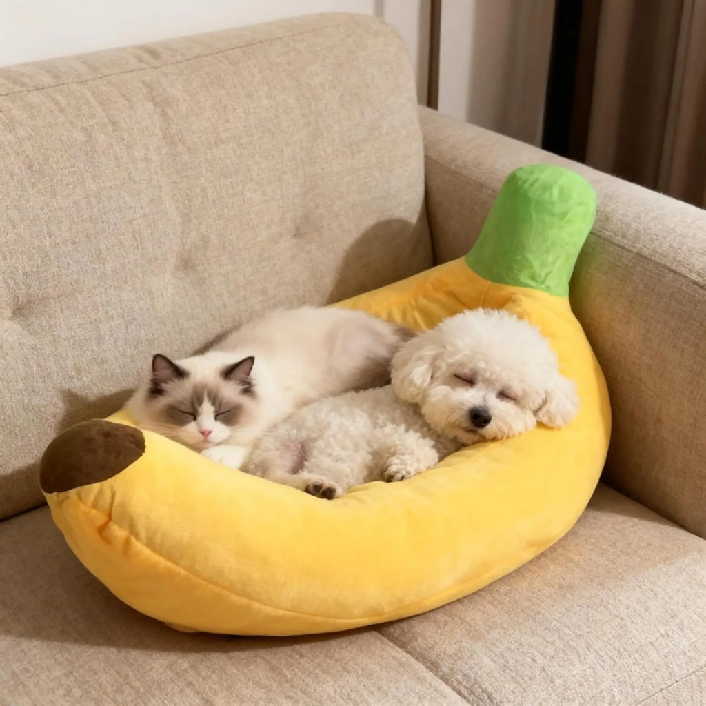Banana-Shaped Washable Pet Bed for Cats & Dogs
