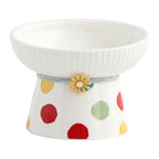 Colorful Polka Dot Raised Ceramic Cat Bowls – 6 Models