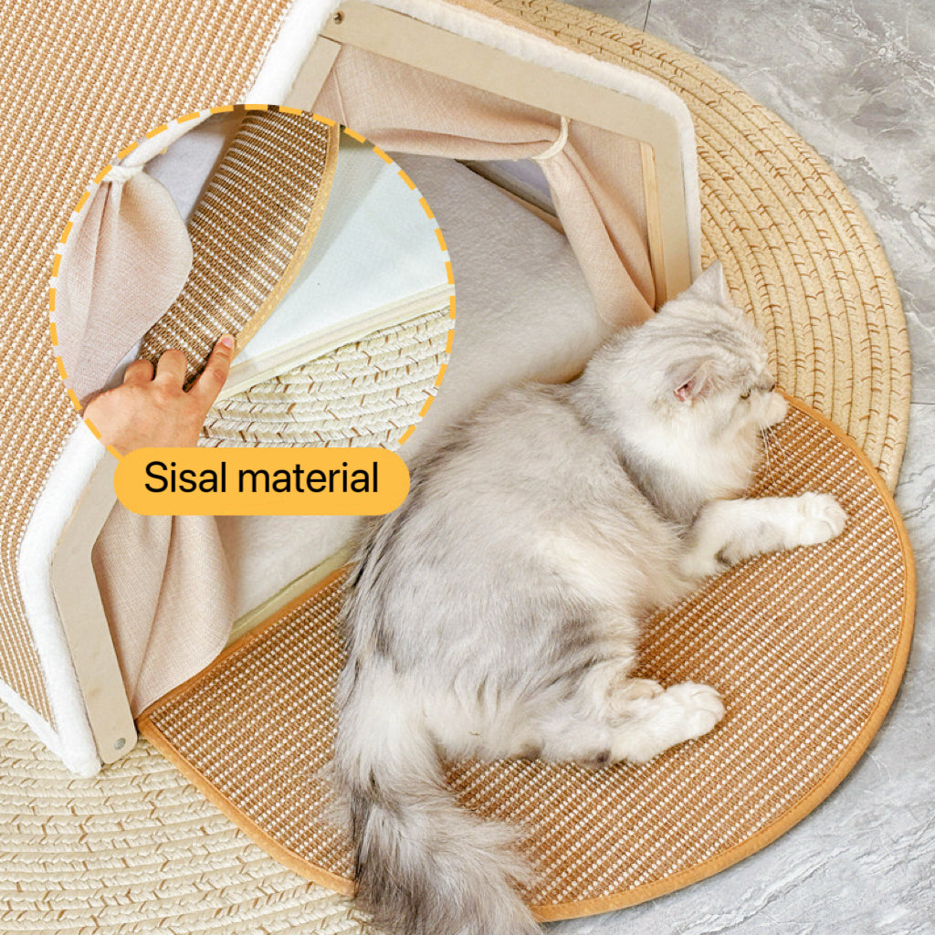 Modular Wooden Cat Scratcher House & Pads – L or XL