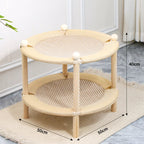 2-Tier Wooden Cat Scratcher Bed with Sisal Mat & Play Ball