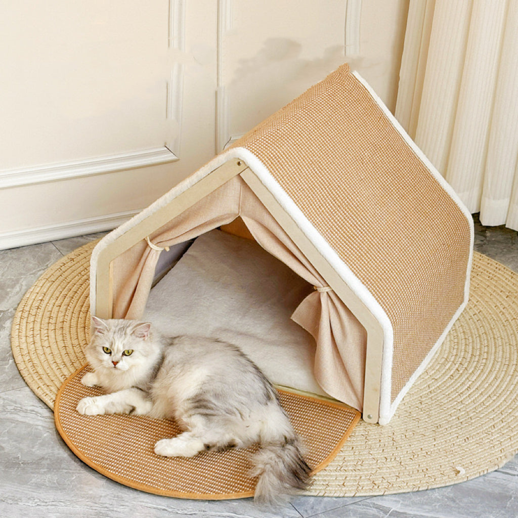 Modular Wooden Cat Scratcher House & Pads – L or XL