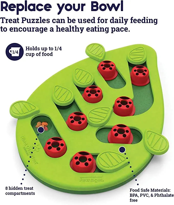 Leaf-Shaped Sliding Pet Treat Puzzle – 2 Colors