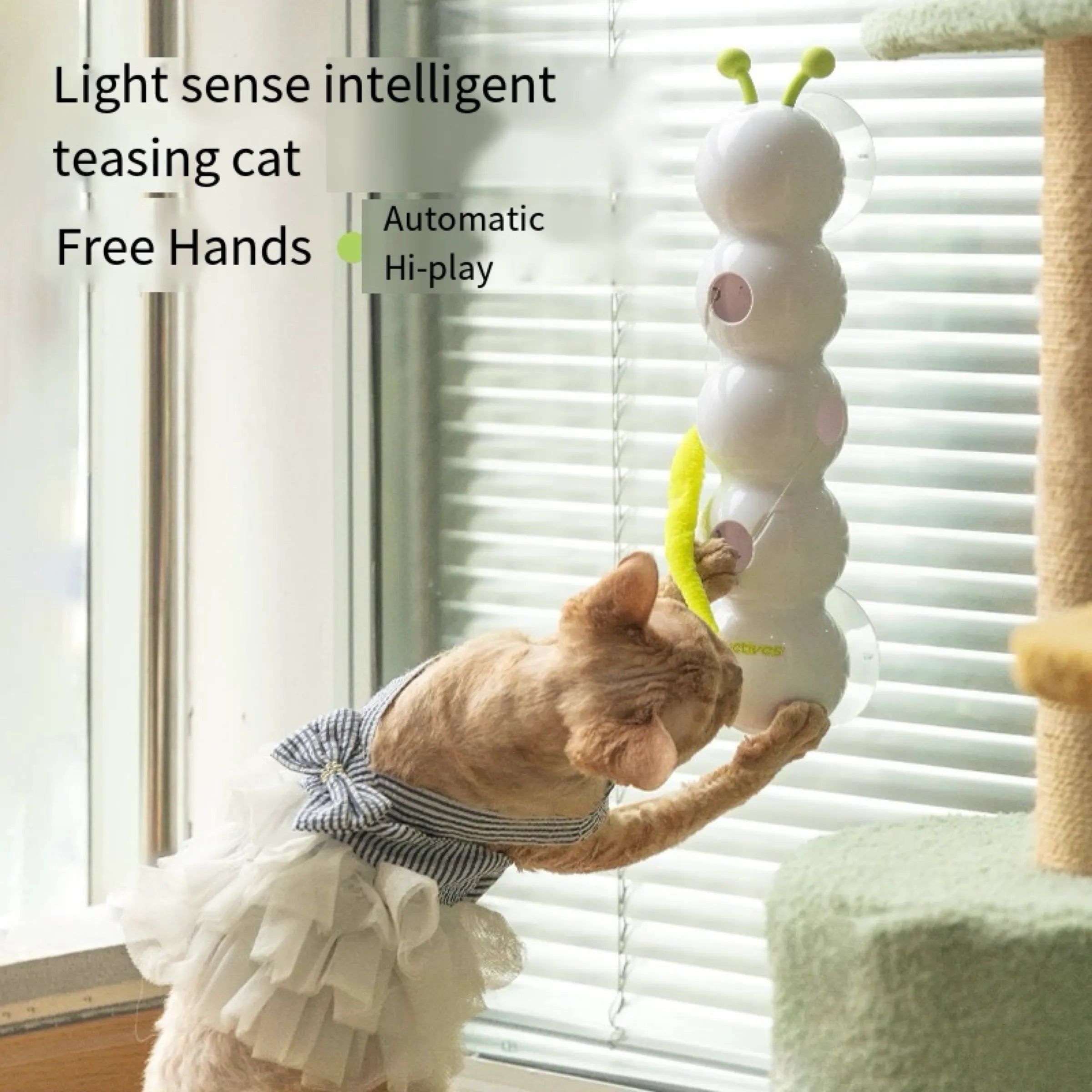 Automatic Wiggling Worm Cat Toy with Feather – 1 or 2 Set