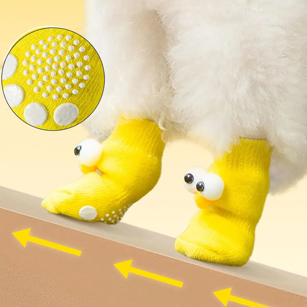 Non-Slip Dog Socks – 4-Piece Set, 8 Styles, 3 Sizes