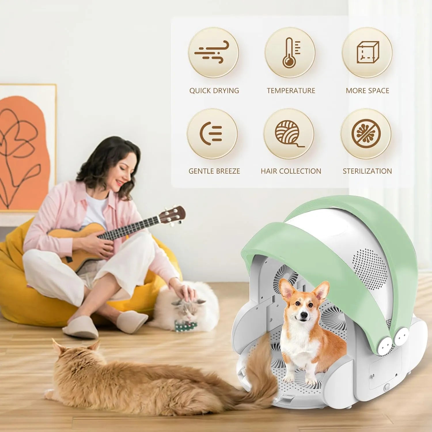 60L Automatic Pet Dryer Box with 8 Fans & 4 Speeds