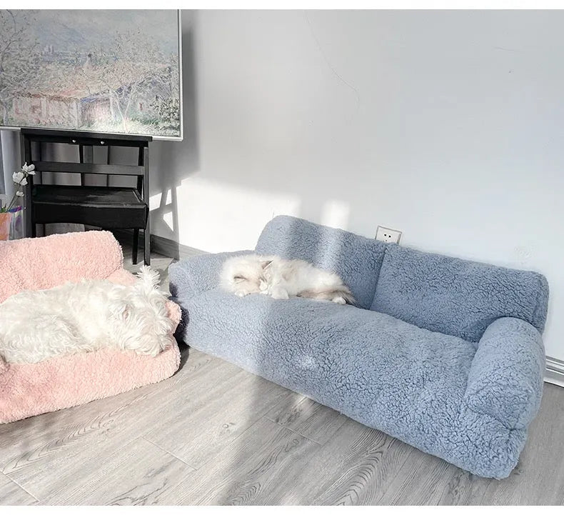 Plush Bolster Sofa Bed for Dogs and Cats – 3 Colors