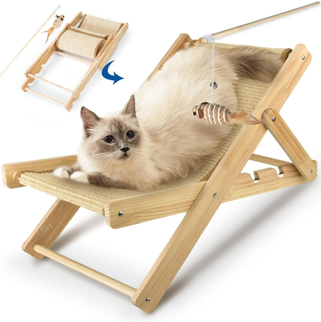 Adjustable Sisal Cat Lounge Chair with Teaser