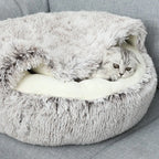 Hooded Round Calming Cave Bed for Cats & Dogs